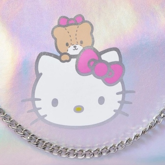 Hello Kitty and Friends Graphic Cat Heart and Chain Design Baguette Bag - Picture 5 of 16